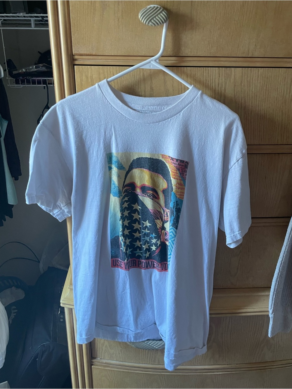 Obey White Graphic Tee with Black Logo Tag
